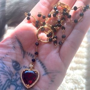 Cherry Heart Rosary Necklace  ♥️📿🍒